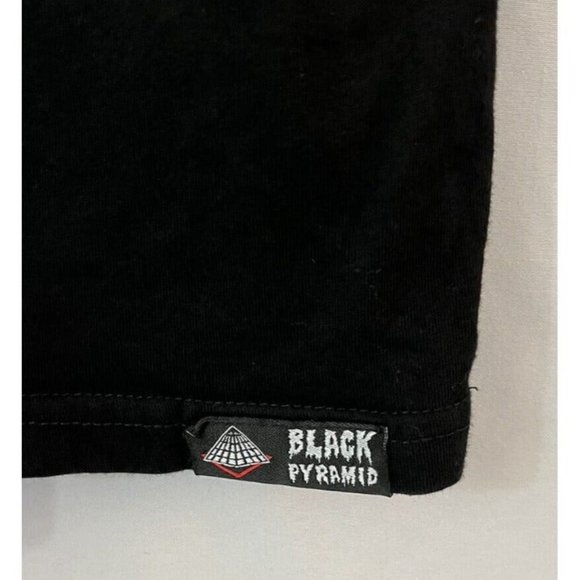 Black Pyramid Mens Graphic T-shirt Size Large Black And Neon Skull Graphic Logo - Picture 7 of 7